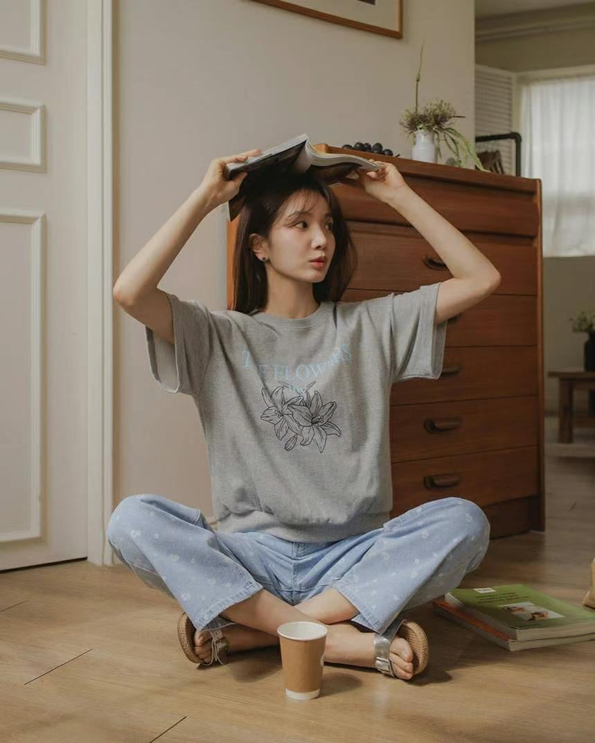 花朵圖案棉上衣